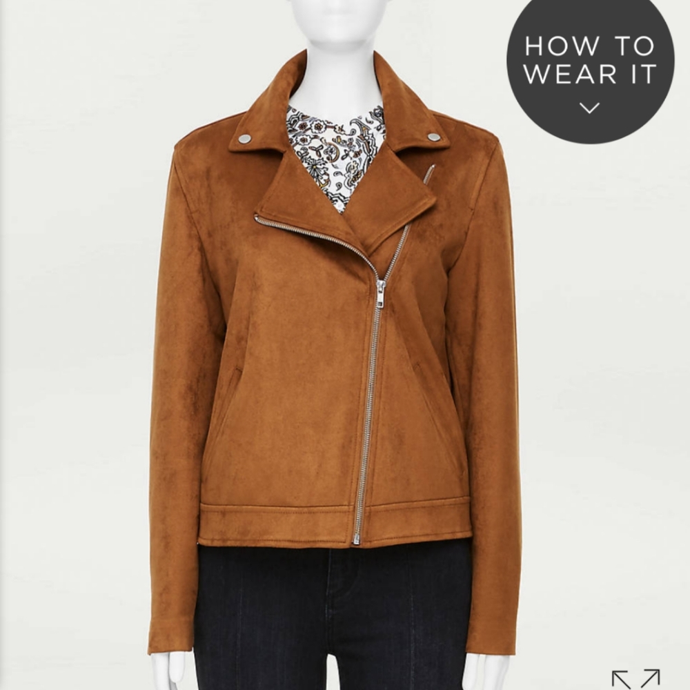 Faux suede moto jacket